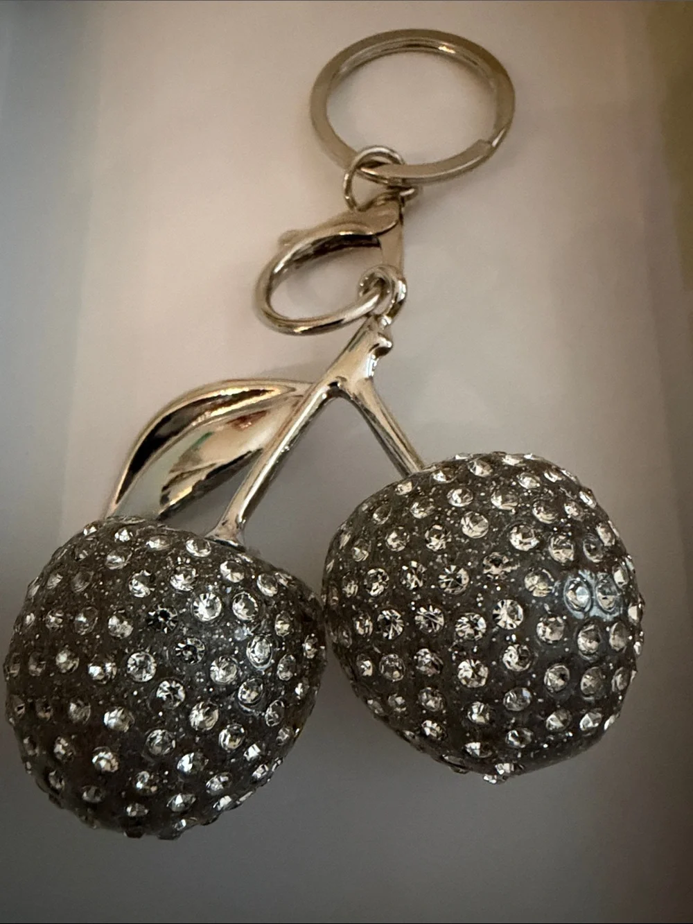 Silver Crystal Cherry Keychain - NWOT